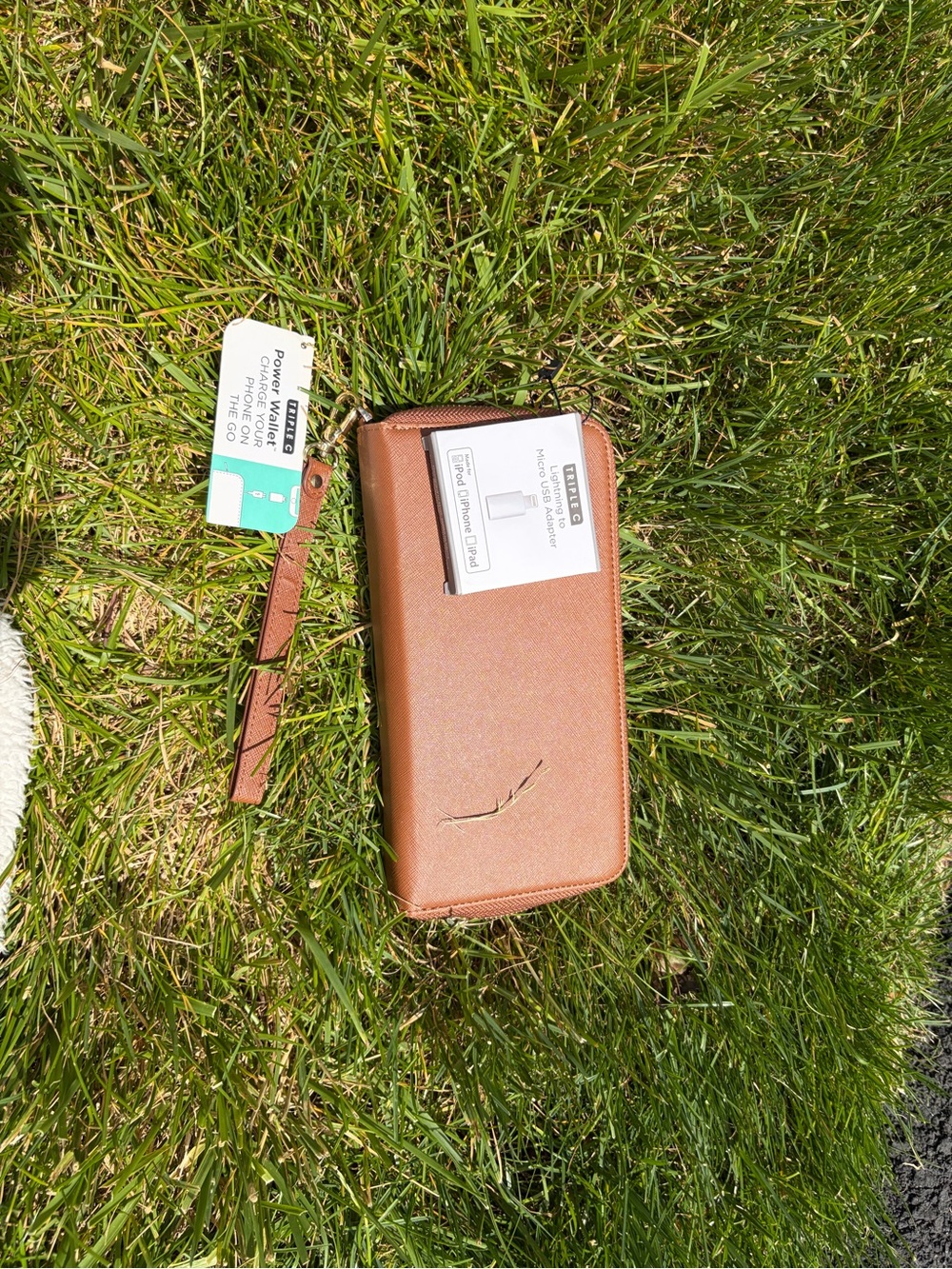 Triple c lightning to micro usb adapter wallet  Brown Zip-Around Wristlet